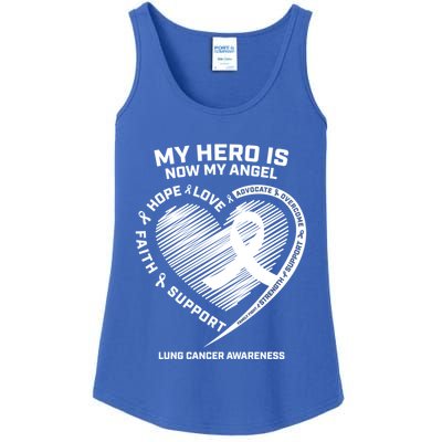 Wings Ribbon My Hero Is Now My Angel Lung Cancer Awareness Gift Ladies Essential Tank