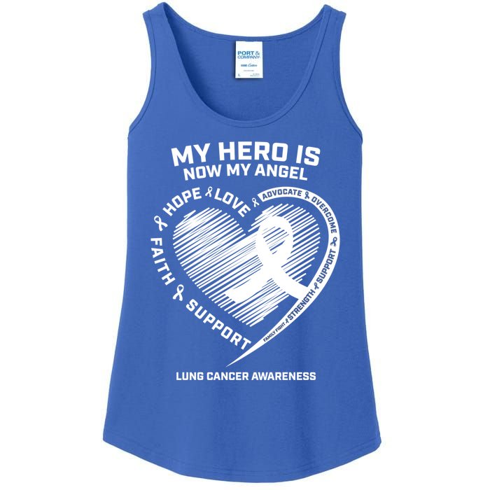 Wings Ribbon My Hero Is Now My Angel Lung Cancer Awareness Gift Ladies Essential Tank