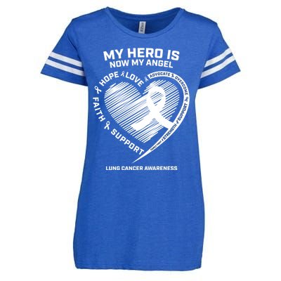 Wings Ribbon My Hero Is Now My Angel Lung Cancer Awareness Gift Enza Ladies Jersey Football T-Shirt