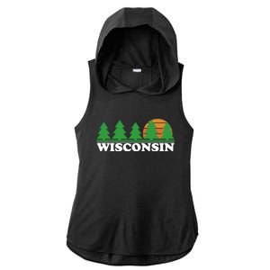 Wisconsin Retro Nature Ladies PosiCharge Tri-Blend Wicking Draft Hoodie Tank