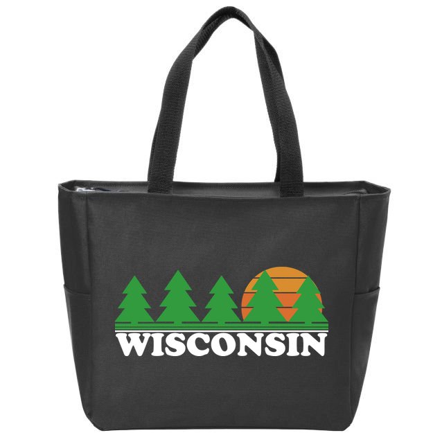 Wisconsin Retro Nature Zip Tote Bag