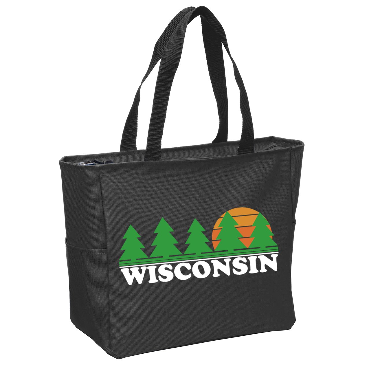 Wisconsin Retro Nature Zip Tote Bag
