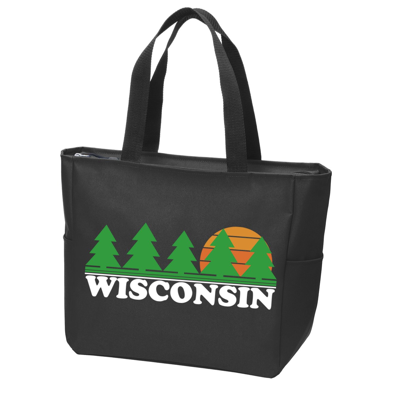 Wisconsin Retro Nature Zip Tote Bag