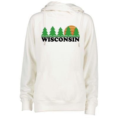 Wisconsin Retro Nature Womens Funnel Neck Pullover Hood