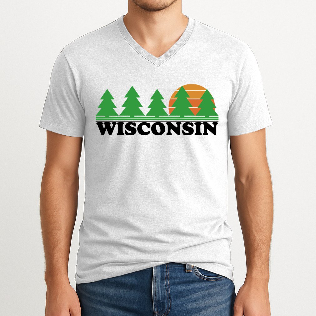 Wisconsin Retro Nature V-Neck T-Shirt