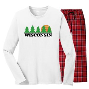 Wisconsin Retro Nature Women's Long Sleeve Flannel Pajama Set 