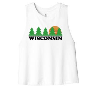 Wisconsin Retro Nature Women's Racerback Cropped Tank