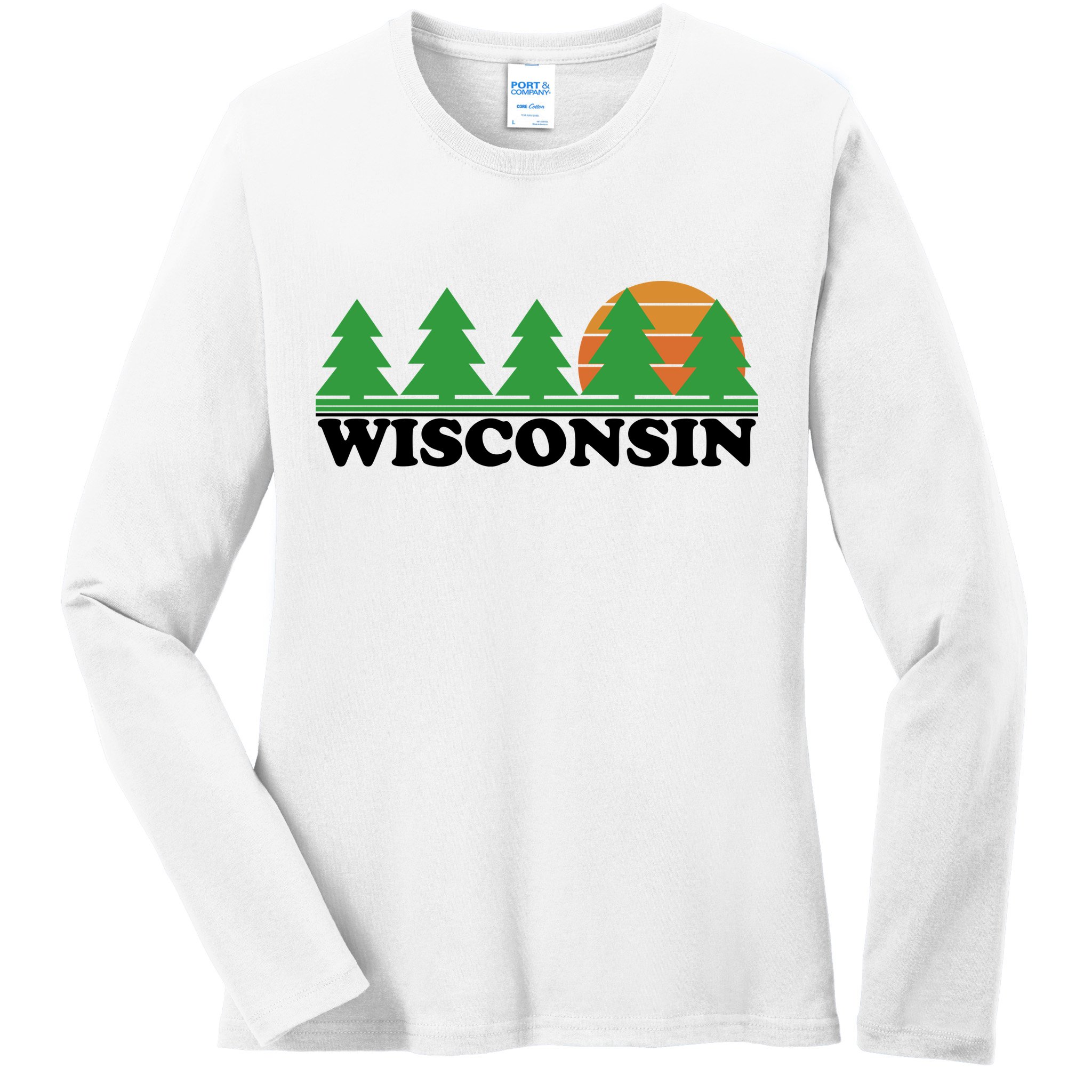 Wisconsin Retro Nature Ladies Long Sleeve Shirt