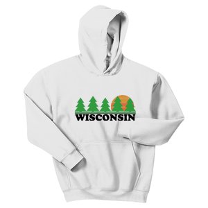 Wisconsin Retro Nature Kids Hoodie