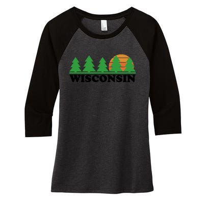 Wisconsin Retro Nature Women's Tri-Blend 3/4-Sleeve Raglan Shirt