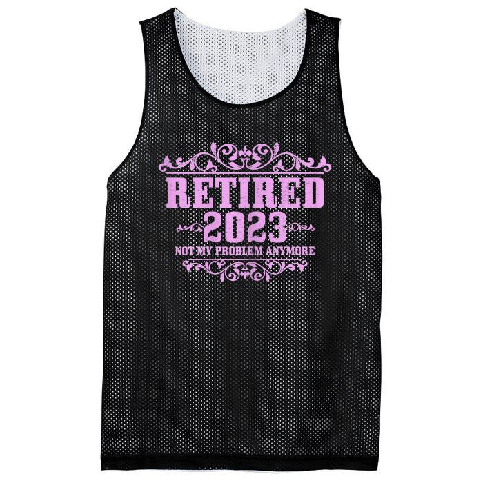 Wo Retired  Not My Problem Anymore Pink Funny Retirement Mesh Reversible Basketball Jersey Tank