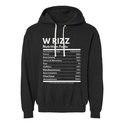 W Rizz Nutrition Facts Funny W Rizz Saying Rizz Garment-Dyed Fleece Hoodie