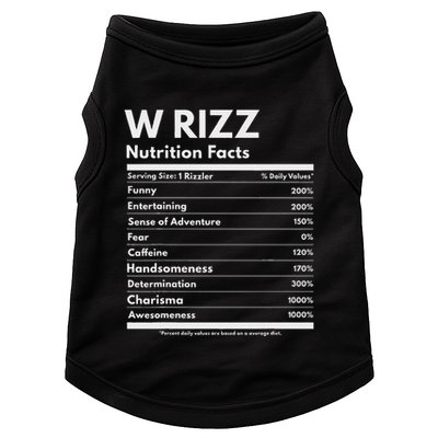 W Rizz Nutrition Facts Funny W Rizz Saying Rizz Doggie Tank