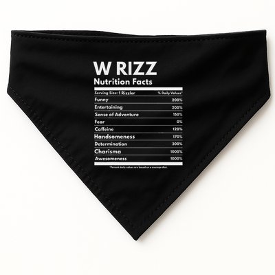 W Rizz Nutrition Facts Funny W Rizz Saying Rizz USA-Made Doggie Bandana