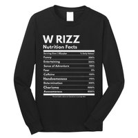 W Rizz Nutrition Facts Funny W Rizz Saying Rizz Long Sleeve Shirt
