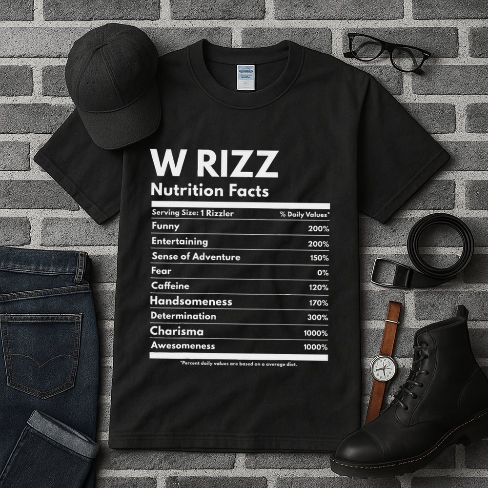 W Rizz Nutrition Facts Funny W Rizz Saying Rizz Tall T-Shirt