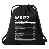 W Rizz Nutrition Facts Funny W Rizz Saying Rizz Drawstring Bag