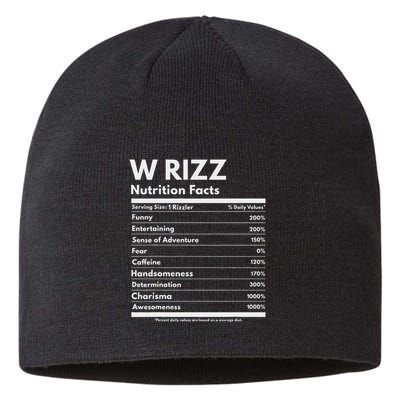 W Rizz Nutrition Facts Funny W Rizz Saying Rizz Sustainable Beanie