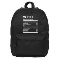 W Rizz Nutrition Facts Funny W Rizz Saying Rizz 16 in Basic Backpack