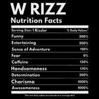 W Rizz Nutrition Facts Funny W Rizz Saying Rizz 16 in Basic Backpack