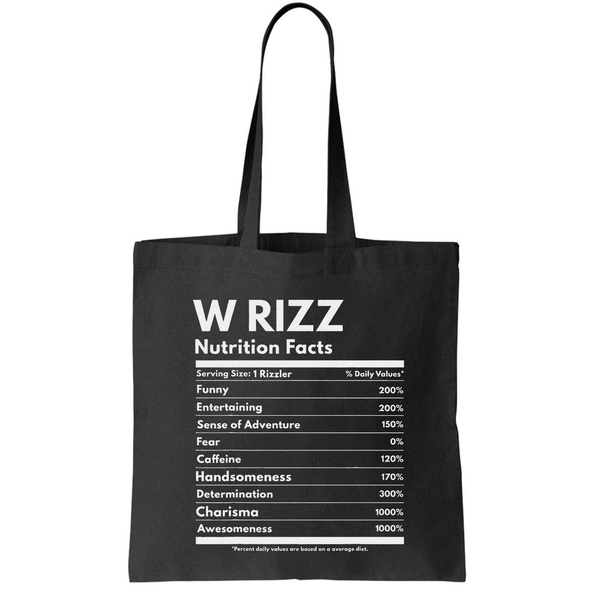 W Rizz Nutrition Facts Funny W Rizz Saying Rizz Bag