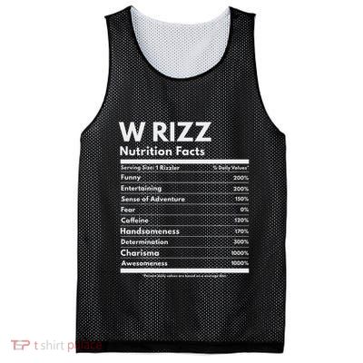 W Rizz Nutrition Facts Funny W Rizz Saying Rizz Mesh Reversible Basketball Jersey Tank
