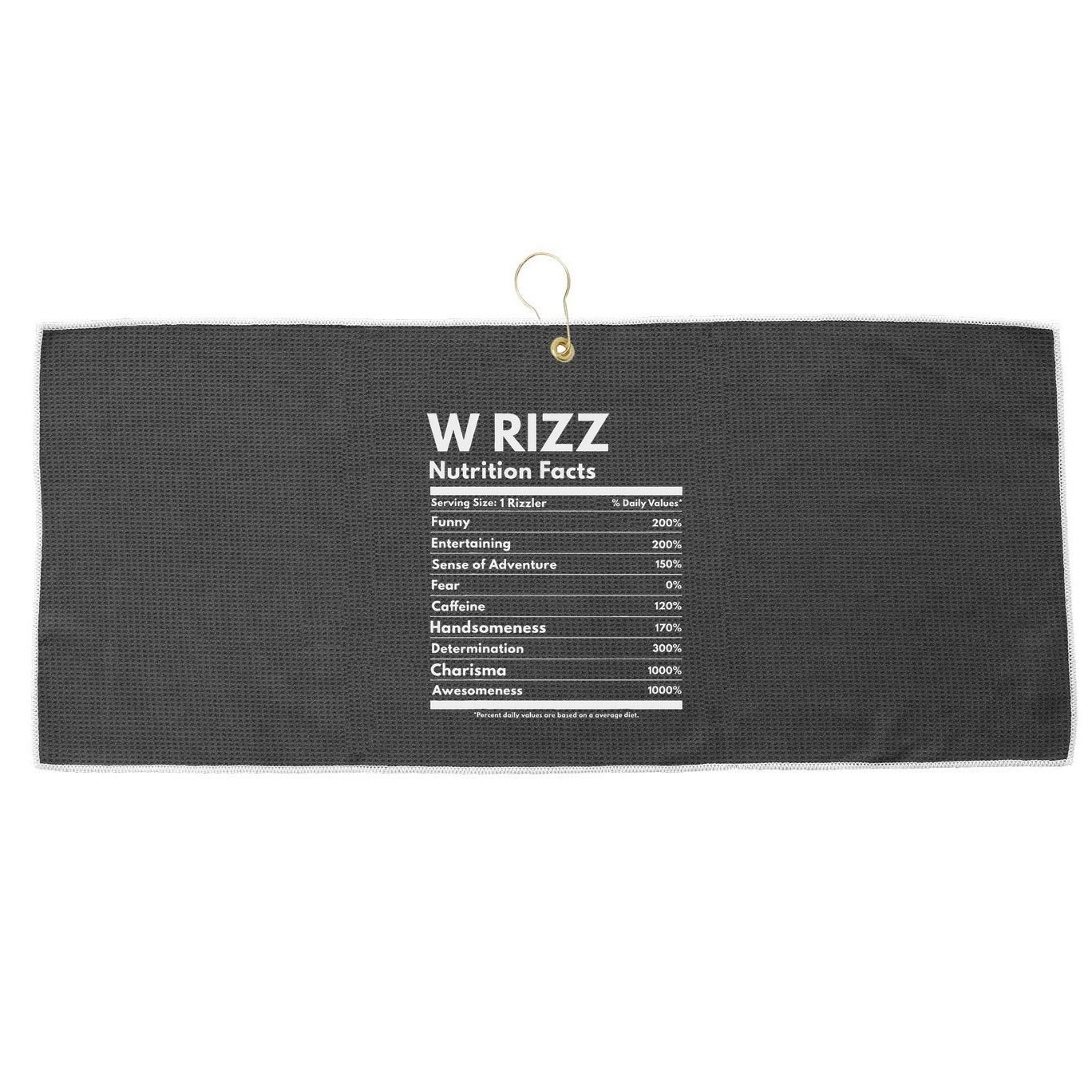 W Rizz Nutrition Facts Funny W Rizz Saying Rizz Large Microfiber Waffle Golf Towel