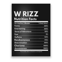 W Rizz Nutrition Facts Funny W Rizz Saying Rizz Poster