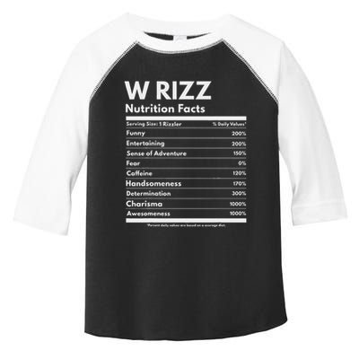 W Rizz Nutrition Facts Funny W Rizz Saying Rizz Toddler Fine Jersey T-Shirt