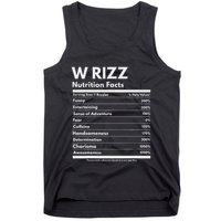 W Rizz Nutrition Facts Funny W Rizz Saying Rizz Tank Top