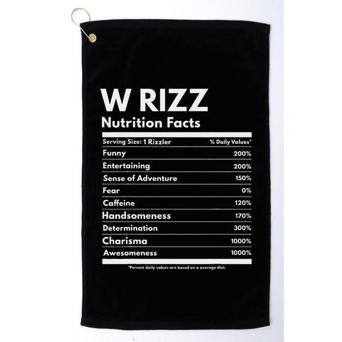 W Rizz Nutrition Facts Funny W Rizz Saying Rizz Golf Towel