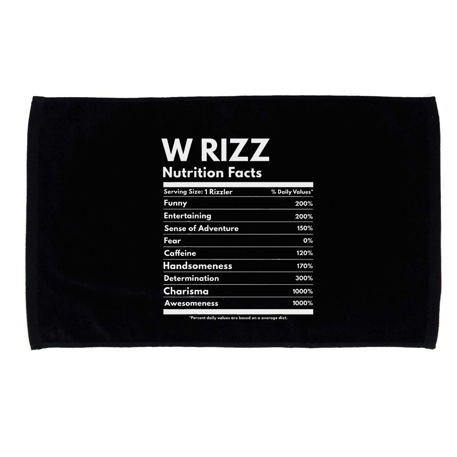 W Rizz Nutrition Facts Funny W Rizz Saying Rizz Microfiber Hand Towel