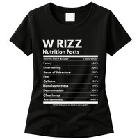 W Rizz Nutrition Facts Funny W Rizz Saying Rizz Womens T-Shirt