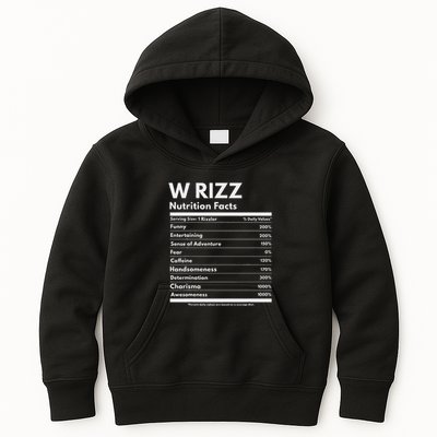 W Rizz Nutrition Facts Funny W Rizz Saying Rizz Kids Hoodie