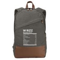 W Rizz Nutrition Facts Funny W Rizz Saying Rizz Cotton Canvas Backpack