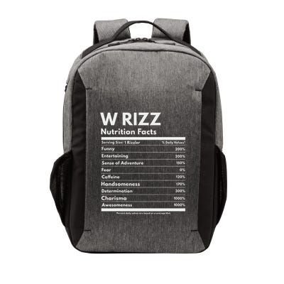 W Rizz Nutrition Facts Funny W Rizz Saying Rizz Vector Backpack