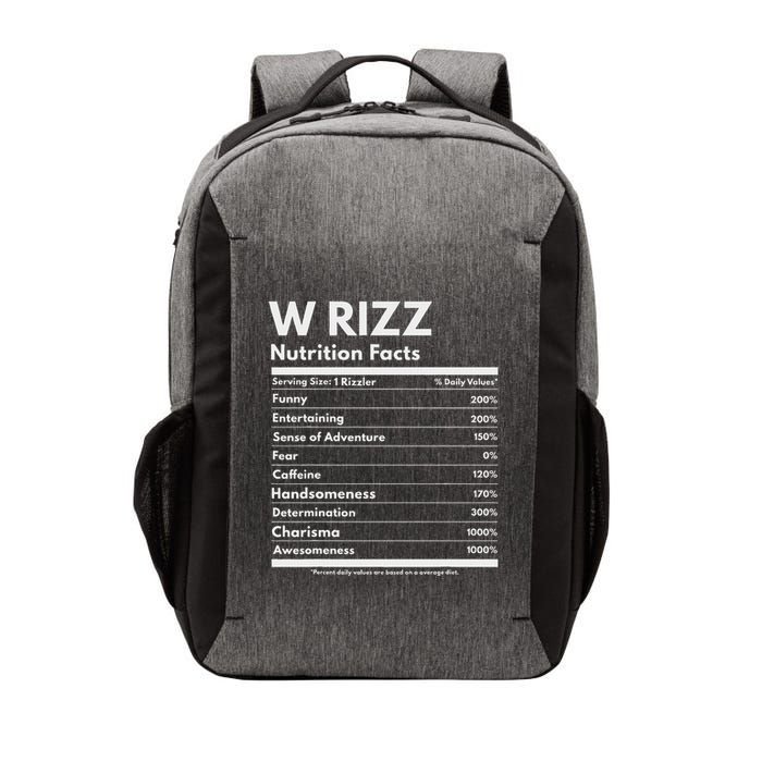 W Rizz Nutrition Facts Funny W Rizz Saying Rizz Vector Backpack