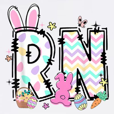 Women Registered Nurse Easter Spring Bunny RN Hospital Staff T-Shirt
