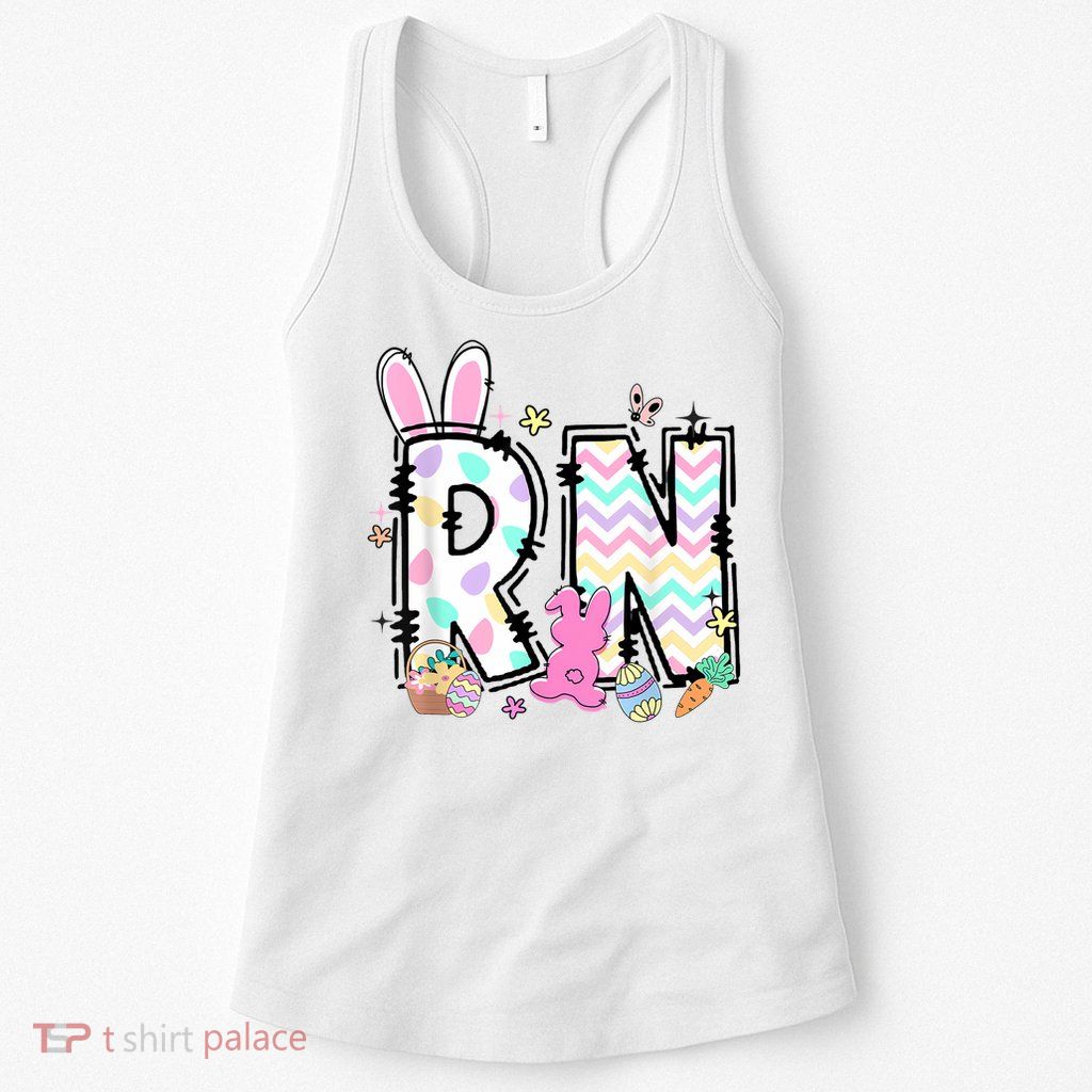 Women Registered Nurse Easter Spring Bunny RN Hospital Staff Womens Tank Top