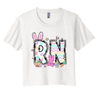 Women Registered Nurse Easter Spring Bunny RN Hospital Staff Crop Top
