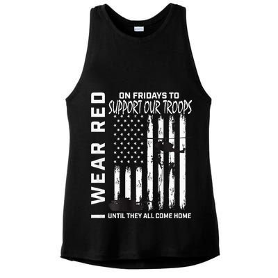 Wear Red On Fridays Military Veteran Support Our Troops Flag Ladies PosiCharge Tri-Blend Wicking Tank