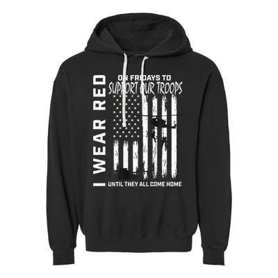 Wear Red On Fridays Military Veteran Support Our Troops Flag Garment-Dyed Fleece Hoodie