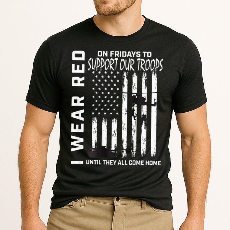 Wear Red On Fridays Military Veteran Support Our Troops Flag Performance Shirt