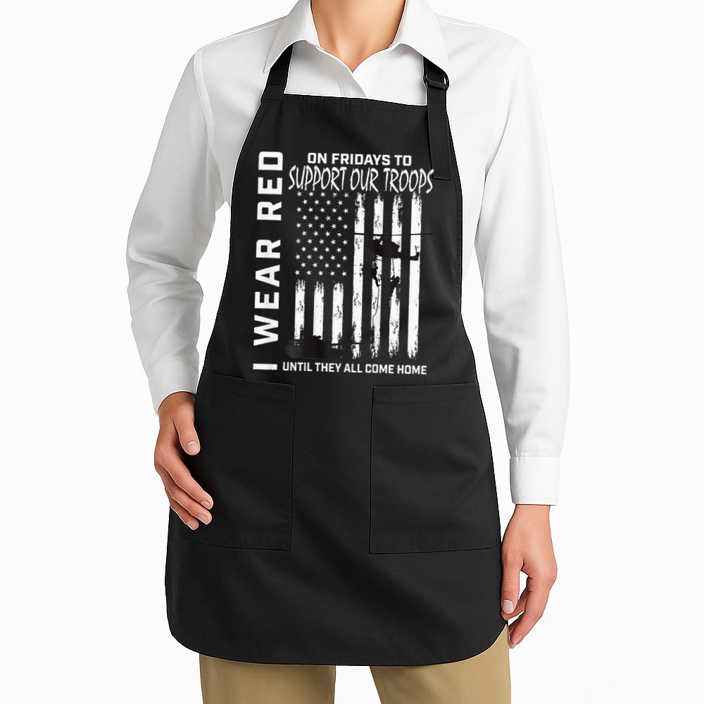 Wear Red On Fridays Military Veteran Support Our Troops Flag Apron
