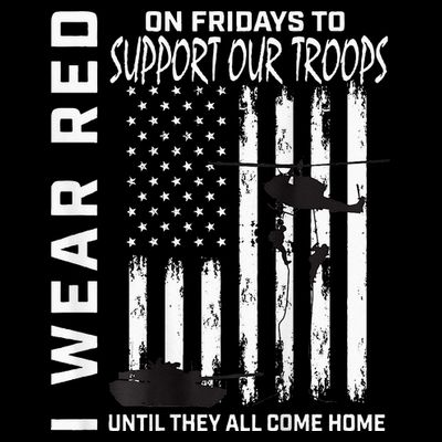 Wear Red On Fridays Military Veteran Support Our Troops Flag T-Shirt