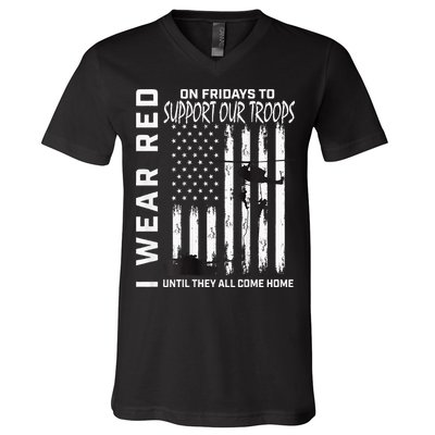 Wear Red On Fridays Military Veteran Support Our Troops Flag V-Neck T-Shirt