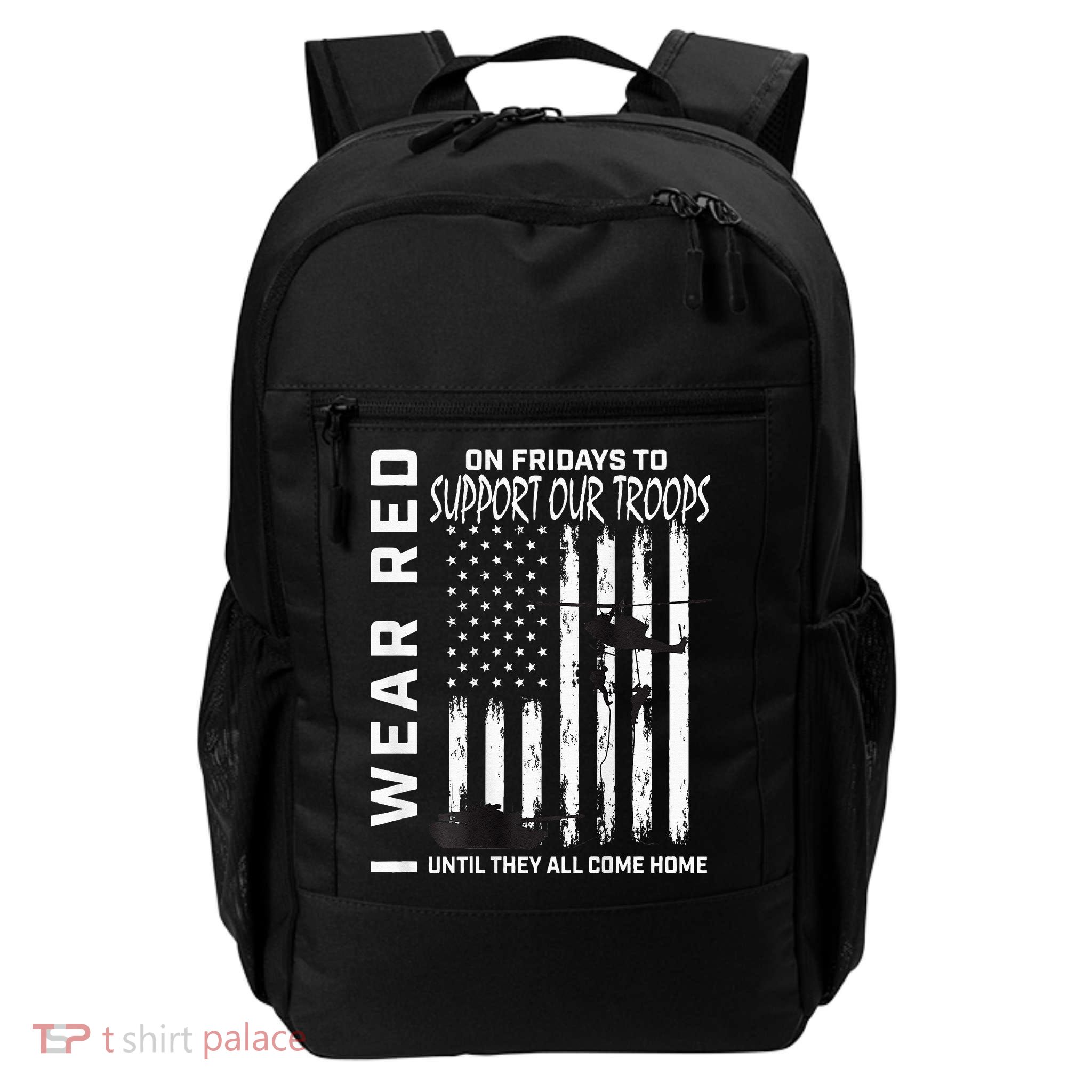 Wear Red On Fridays Military Veteran Support Our Troops Flag Backpack