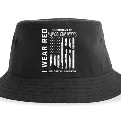Wear Red On Fridays Military Veteran Support Our Troops Flag Sustainable Bucket Hat