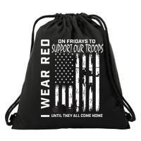 Wear Red On Fridays Military Veteran Support Our Troops Flag Drawstring Bag