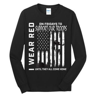 Wear Red On Fridays Military Veteran Support Our Troops Flag Tall Long Sleeve T-Shirt